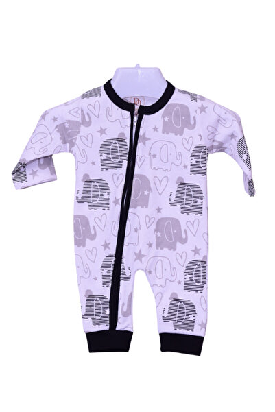 Saf By Arams Playful Elephant & Heart Zip-Up Baby Romper