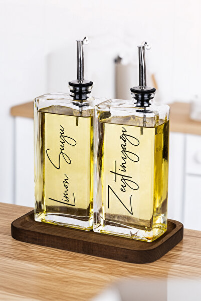 Dolkin Home Set of 2 500ml Glass Sauce Bowl, Vinegar Bowl, Oil Bowl with Wood...