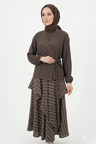 Lale Butik Tunik Etek Takım 131092 Kahverengi