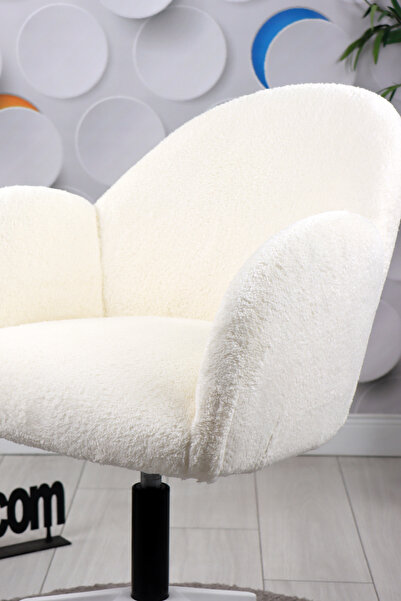 SandalyeDeposu Bellasoft Çalışma Koltuğu Beyaz Peluş Kumaş