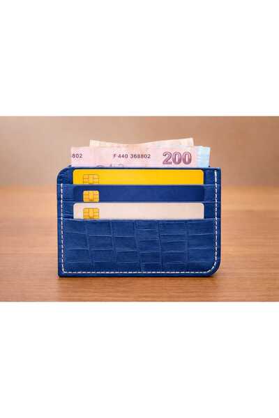 deribo Genuine Leather Crocodile Card Holder - Handmade