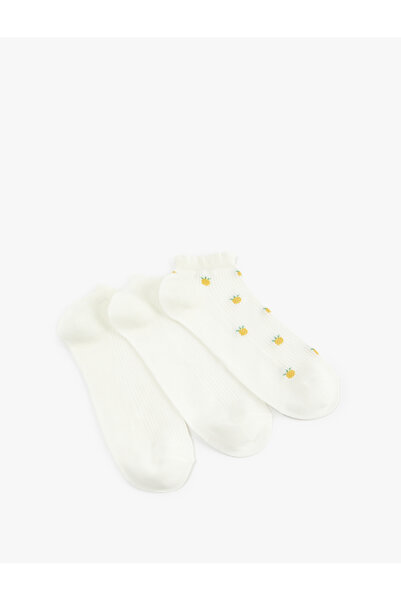 Koton Σετ με 3 βαμβακερές κάλτσες μποτάκια με σχέδιο ανανά