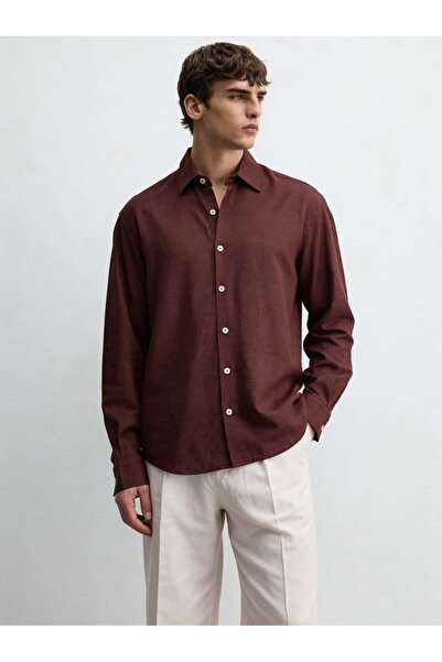 Atelier Old Money Bordo Keten Gömlek SS7138