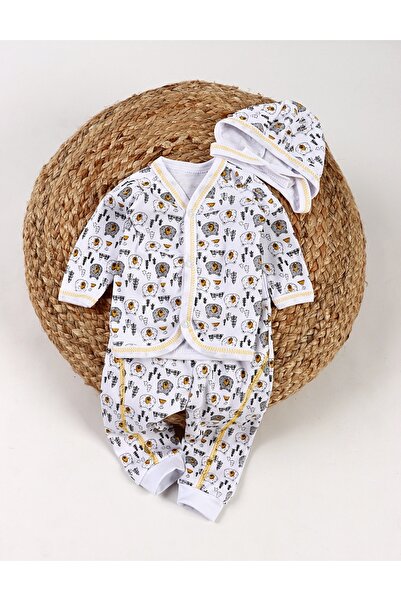 MiniKids Στολή μωρού Άγρια Αρκούδα 3 τεμαχίων, λευκό-κίτρινο