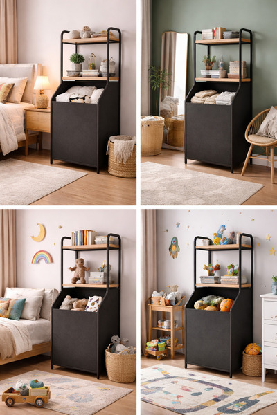 Tobi Oyuncak Dolabı Kitaplık Bölmeli Düzenleyici Raflı 2 Bölmeli Organizer Ço...