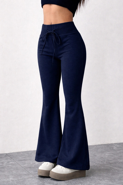 Tarz Cool Γυναικείο παντελόνι φόρμας με ψηλή μέση και φαρδιά μπατζάκια – Ύφασ...