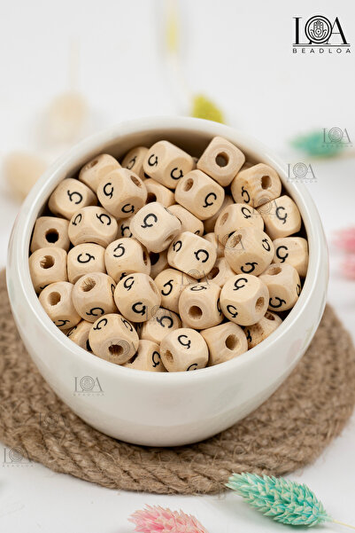 LANDOFACCESSORY 10 mm Wooden Letter Beads Single - Letter C - Alphabet Beads ...