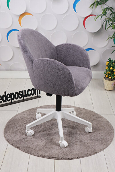 SandalyeDeposu Bellasoft Çalışma Koltuğu Gri Peluş Kumaş