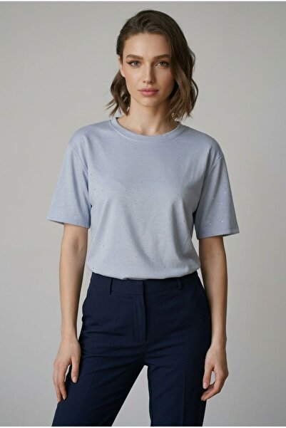 Modal Kumaş Taşlı Basic Tshirt
