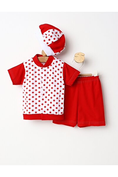 MiniKids Καλοκαιρινό σετ 3 τεμαχίων MS πουά με κόκκινο