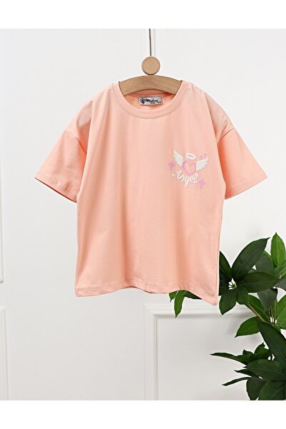 MiniKids Μπλουζάκι Καρδιά Αγγέλου, κοραλλί σχέδιο