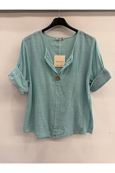 della moor Γυναικεία Μπλούζα Ιταλική με ανοιχτό γιακά και μισό μανίκι, Oversi...