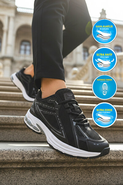 WALKWAY 1505 روث إم حذاء رياضي رجالي باللونين الأسود والأبيض