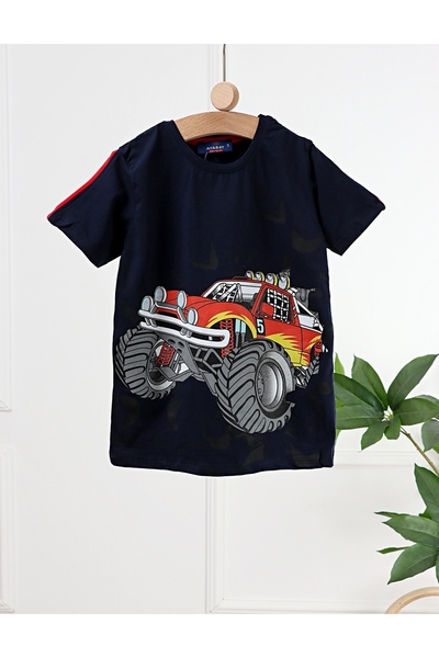 MiniKids Tricou Monster Truck, cu bleumarin