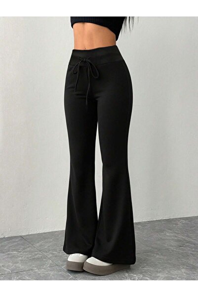 Tarz Cool Γυναικείο παντελόνι φόρμας με ψηλή μέση και φαρδιά μπατζάκια – Ύφασ...