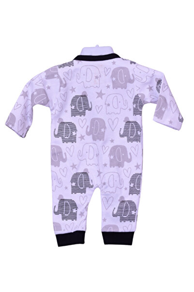 Saf By Arams Playful Elephant & Heart Zip-Up Baby Romper