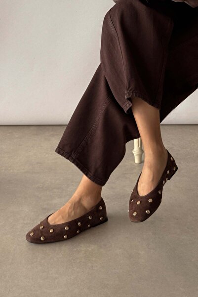 nope21shoess Allegro Kahverengi Hakiki Deri Babet