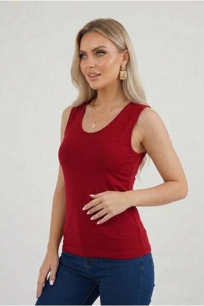 hashtag Women's Sleeveless Basic Plain Body Flexible Casual Stylish U-Neck Princess Collar