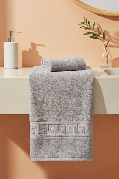 Rivaİstanbul Γκρι Ελληνικό Σετ 2 τεμαχίων 100% βαμβακερών πετσετών