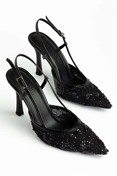 Dilimler Ayakkabı Γυναικεία βραδινά παπούτσια με τακούνι, μαύρα, διχτυωτά με ...