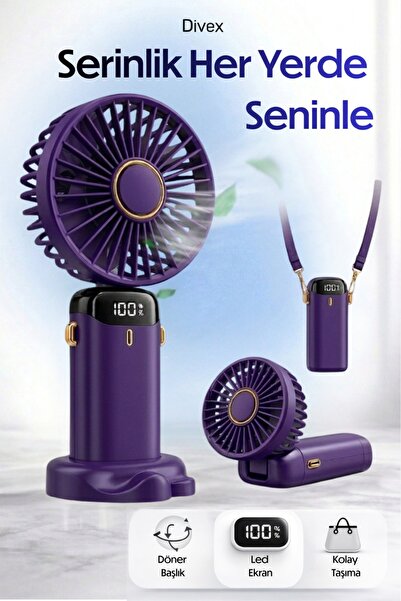 Divex Taşınabilir Dijital Göstergeli Vantilatör 5 Kademeli Fan Hız Ayarı Mini...
