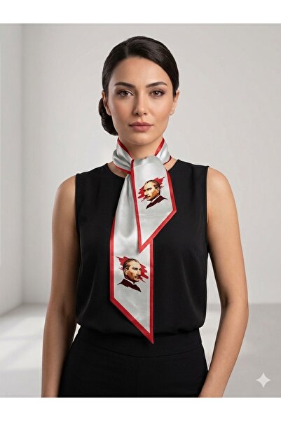 tarzınısec Tarzını Seç Çizgili Atatürk Silüet Kravat Şerit / Eşarp / Fular 10...