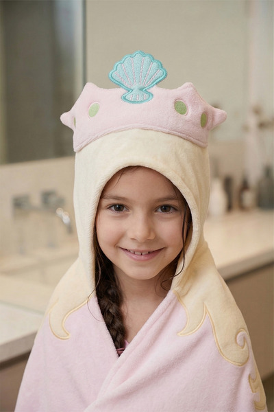 ZaSu Shop Deniz Kızı Figürlü Çocuk Banyo ve Plaj Havlusu (3-10 Yaş) %100 Pamu...