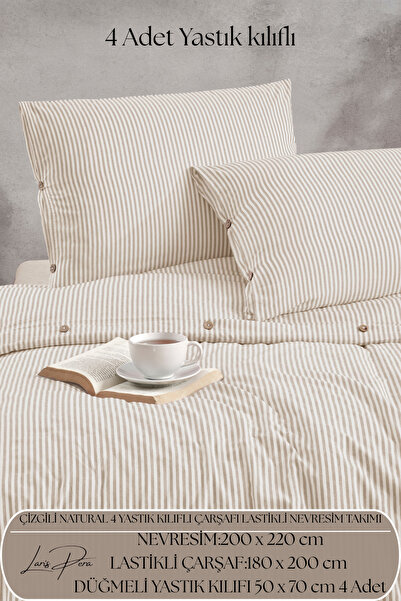 Larispera Σετ Παπλωματοθήκη King Size με Κουμπιά, Βαμβακερό Σεντόνι Ranforce,...