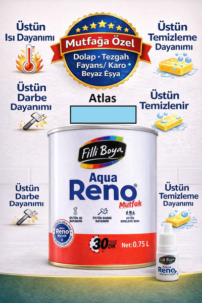 Filli Boya Aqua Reno Mutfak Dönüşüm Boyası–Isıya,Darbeye ve Temizlemeye Dayan...