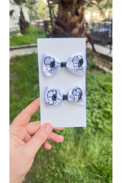 Toka Perisi Λευκή Σατέν Κλιπ-Κούμπωμα Ατατούρκ 2 τεμαχίων (μεταλλικό κούμπωμα...