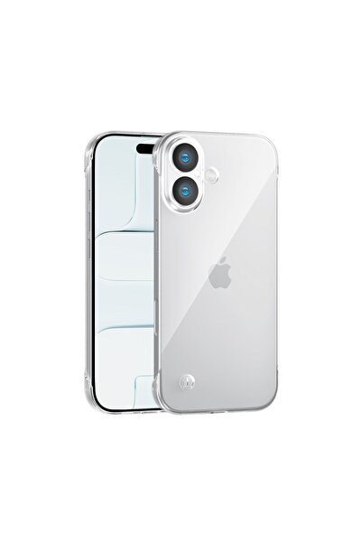 Vissona iPhone 16 Uyumlu Kamera Korumalı Yanları Açık Sararmaz Sert Mika Şeff...