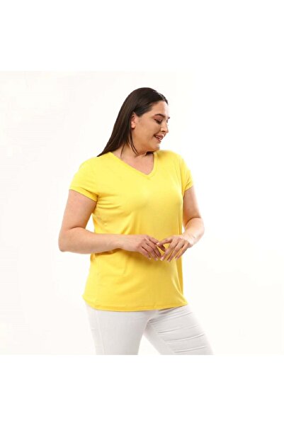 Modasultan Kadın Regular Fit V Yaka Büyük Beden Terletmeyen Nefes Alan Yumuşa...