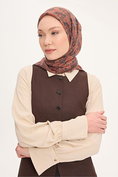 Silk Home Tencel Monare šal, prolećni dezen, braon, 90x90