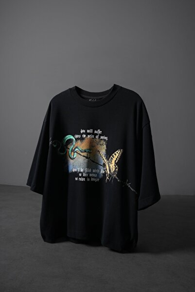 Slatra تيشيرت رجالي أسود من نوع Versus Box Fit