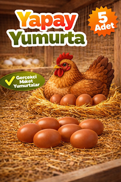 AN-GA AVM Plastik Tavuk Yumurtası 5 Adet Kahverengi , Maket, Yapay Yumurta St...