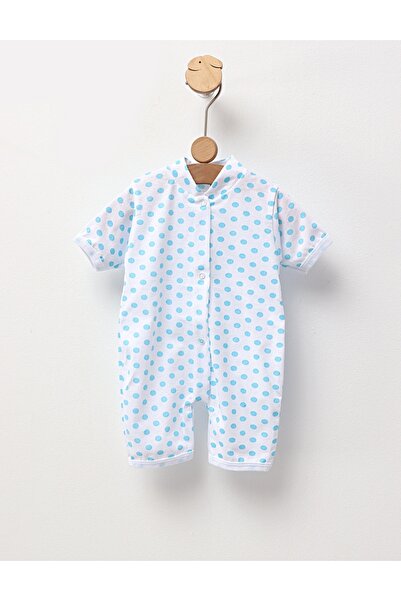 MiniKids Βρεφικό ολόσωμο φορμάκι, πουά, με μπλε.