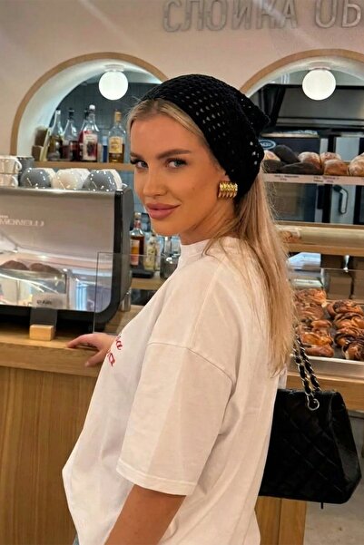 BAHELS Γυναικεία Μπαντάνα Μαύρη Διχτυωτή, Πλεκτή Μπαντάνα