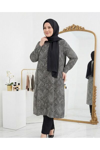 wishne Plus Size Patterned Long Shirt Tunic - Comfortable Cut Plus Size Casual