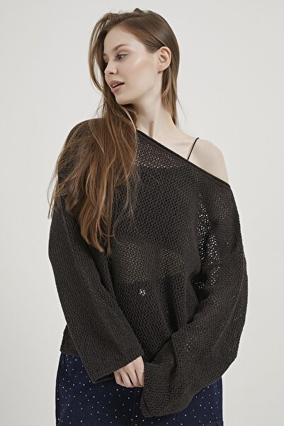 Arma Life ARMALIFE 2953 Γυναικεία Μπλούζα Πλεκτή Υπερμεγέθης με Γιακά Καγιάκ