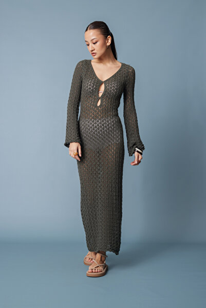 Nisan Διάτρητο Πλεκτό Μακρύ Φόρεμα
