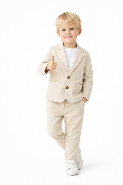 mini kanka Αγόρια 2-5 ετών Σετ Σακάκι Παντελόνι Μπλουζάκι Σετ 3 τεμαχίων Λινό...