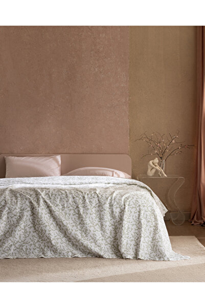 Madame Coco Σετ Πικέ Grain Tek Kişilik 100% Βαμβακερό με στάμπα Karde - Πράσινο