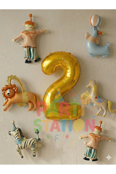 Parti Station Sirk Konsept Doğum Günü 1 Yaş Balon Set Mini Boy Sirk temalı do...