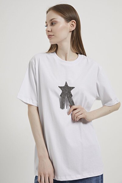 Arma Life ARMALIFE 3000 BİS Γυναικείο T-shirt με φούντες από πέτρα και αστέρι...