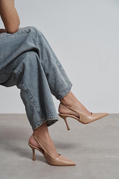 NİŞANTAŞI SHOES Γυναικεία παπούτσια με τακούνι Elara Ten Matte με λεπτομέρεια...