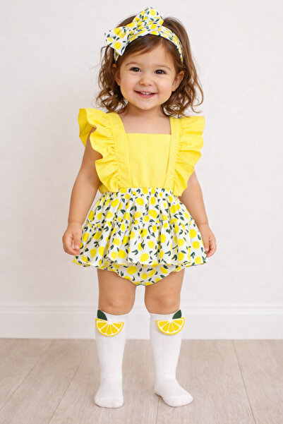 ŞAPKAKİDS Limon Slopet Ve Çorap Set