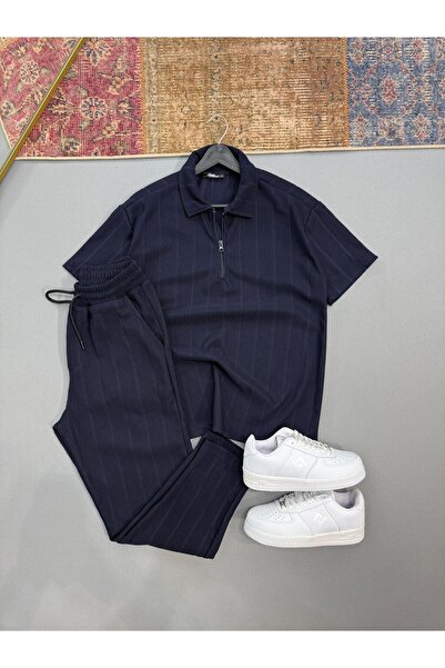 Baycombine35 Raporlu Ottoman Καφέ Μπλουζάκι με Μισό Φερμουάρ - Λευκό Σετ Παντ...