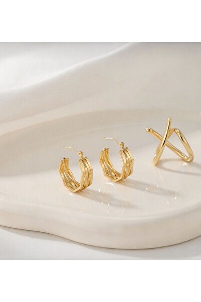 Archhazel Jewelery Geometric Sparkle 4 Row Hoop Earrings