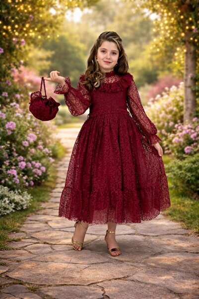 BİLGEN Style Κοριτσίστικο βραδινό φόρεμα με λεοπάρ σχέδιο, μακρύ μήκος, με τσ...