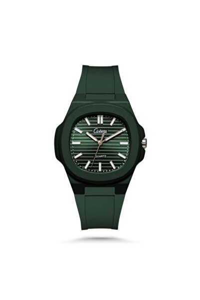 catera Men's Watch with Green Rubber Strap